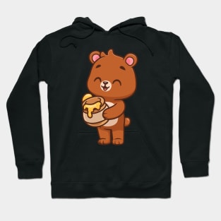 Cute Bear Holding Honey Cartoon Hoodie